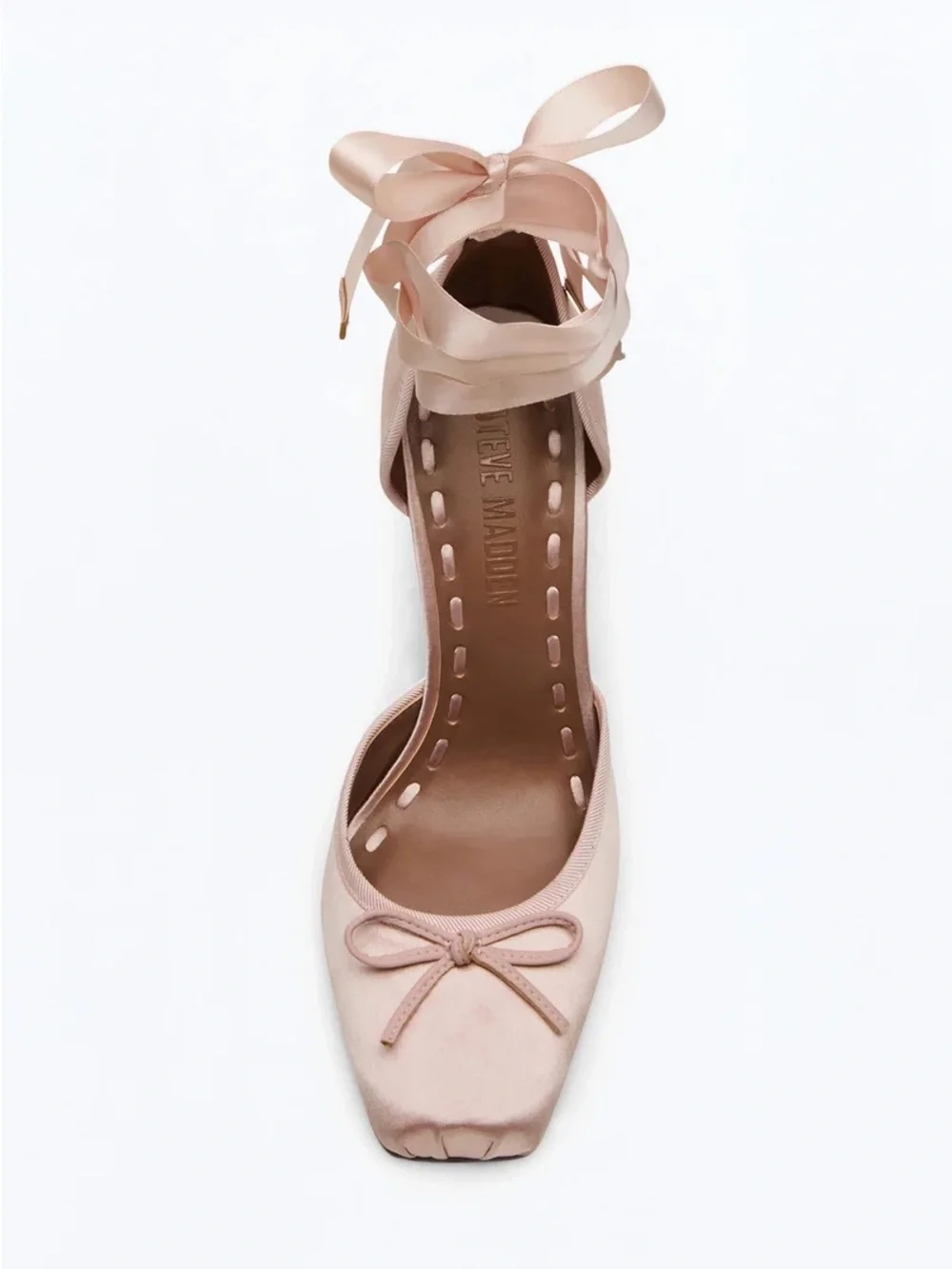 Steve Madden Blush Pink Satin Tie Ballet Pumps